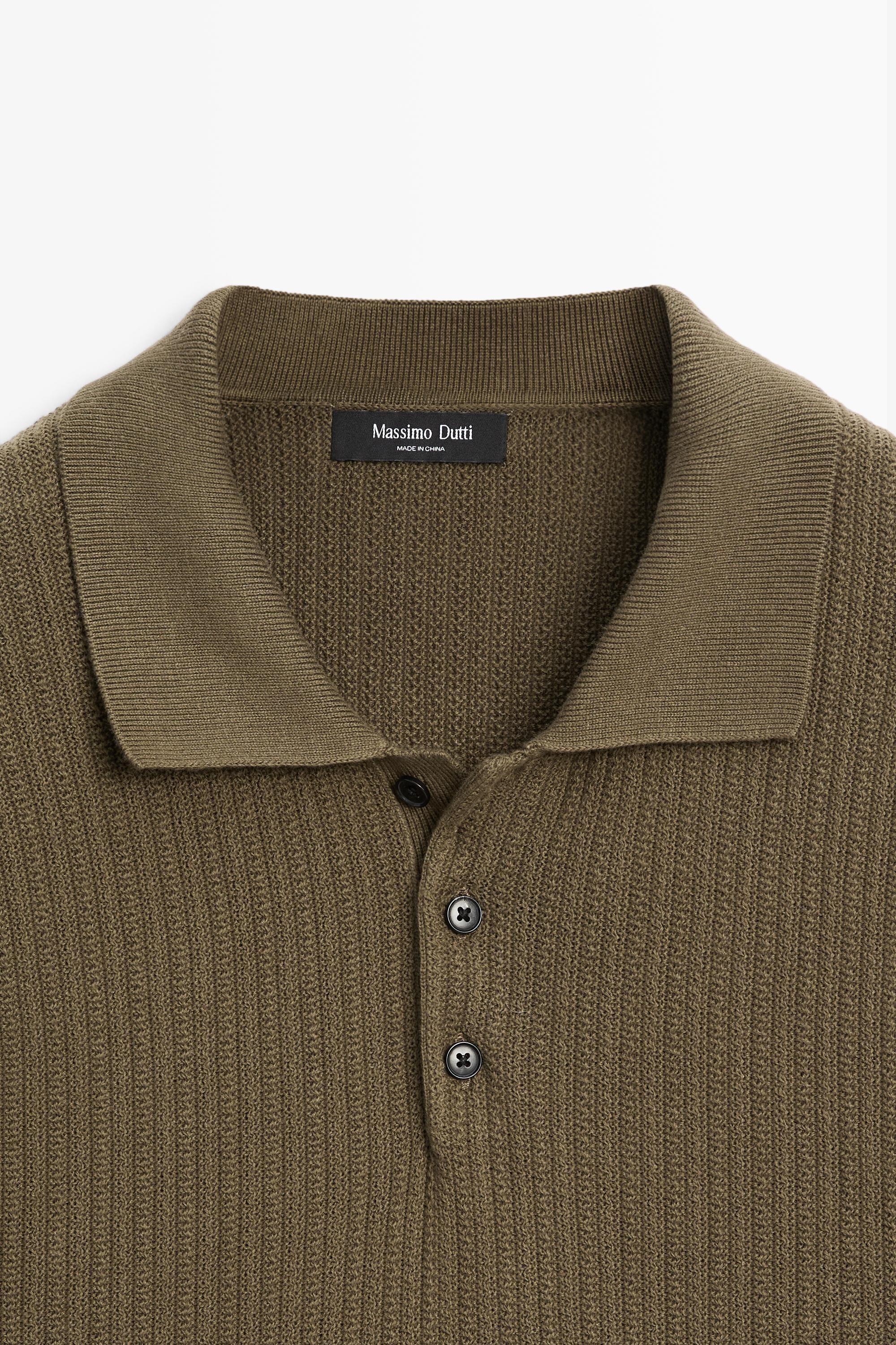 100% cotton textured knit polo sweater
